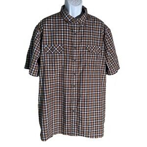 CROFT & BARROW Men's Short Sleeve Button Down‎ Plaid Shirt XXL